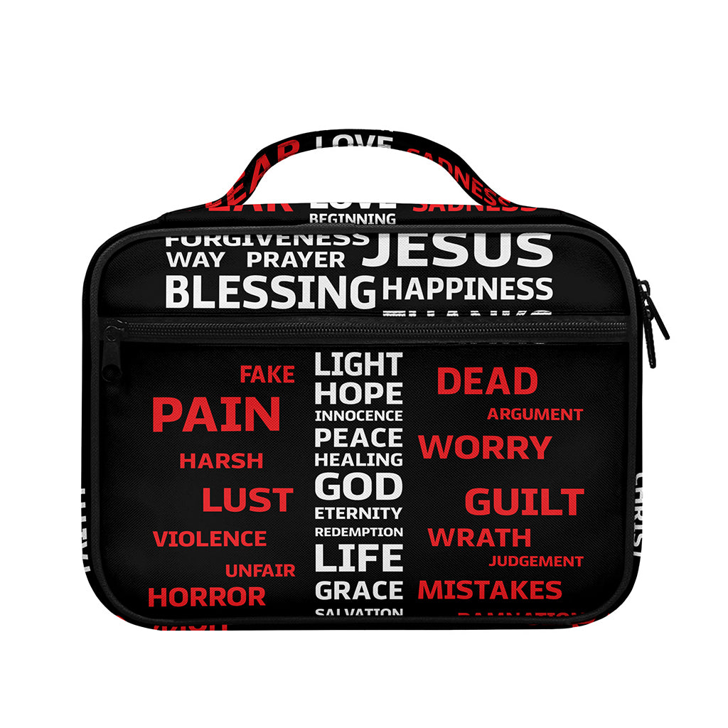 Christian Cross Religious Words Print Briefcase Bible Bag