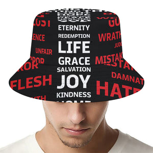 Christian Cross Religious Words Print Bucket Hat