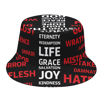 Christian Cross Religious Words Print Bucket Hat
