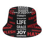 Christian Cross Religious Words Print Bucket Hat