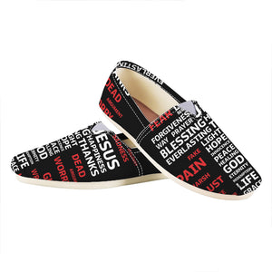 Christian Cross Religious Words Print Casual Shoes