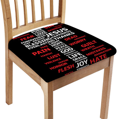 Christian Cross Religious Words Print Chair Cushion Cover