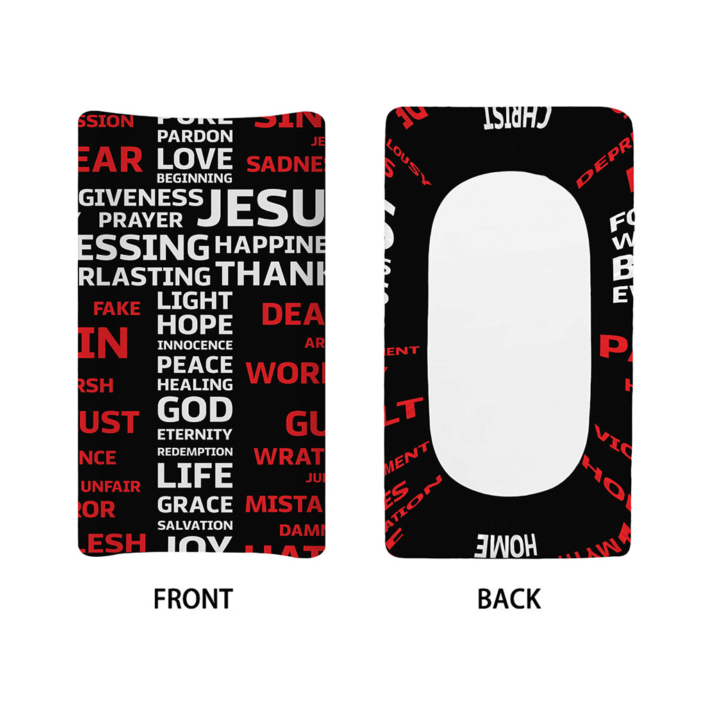 Christian Cross Religious Words Print Changing Pad Cover