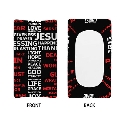 Christian Cross Religious Words Print Changing Pad Cover
