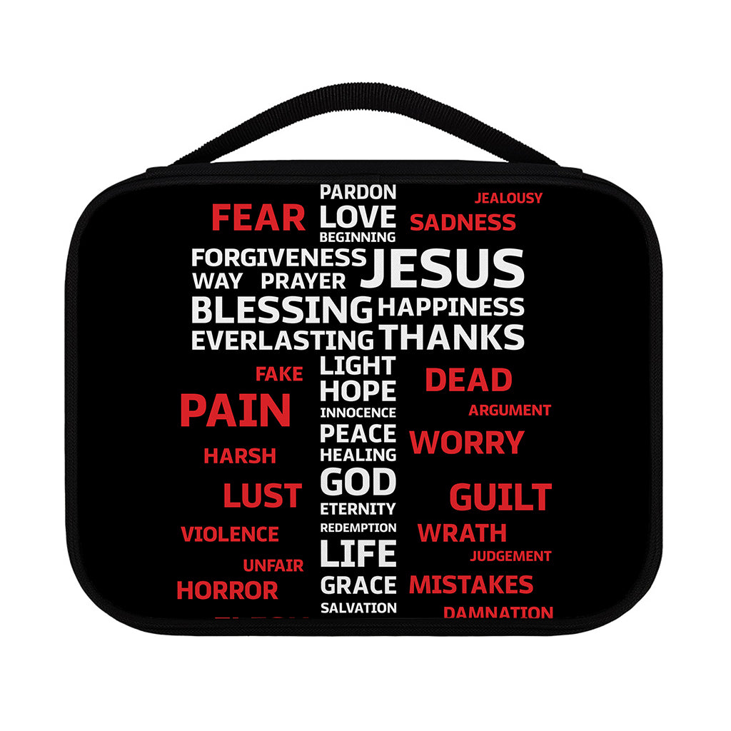Christian Cross Religious Words Print Classic Bible Case