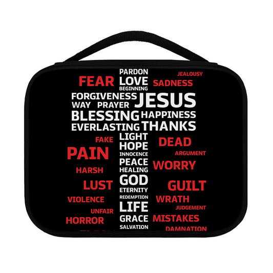 Christian Cross Religious Words Print Classic Bible Case