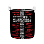 Christian Cross Religious Words Print Collapsible Laundry Basket