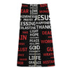 Christian Cross Religious Words Print Cotton Front Slit Maxi Skirt