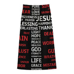 Christian Cross Religious Words Print Cotton Front Slit Maxi Skirt