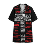 Christian Cross Religious Words Print Cotton Hawaiian Shirt