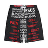 Christian Cross Religious Words Print Cotton Shorts