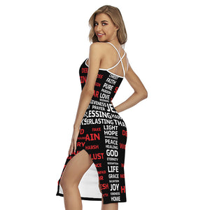 Christian Cross Religious Words Print Cross Back Cami Dress