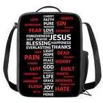 Christian Cross Religious Words Print Crossbody Lunch Bag