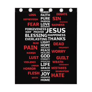 Christian Cross Religious Words Print Curtain