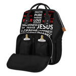 Christian Cross Religious Words Print Diaper Bag