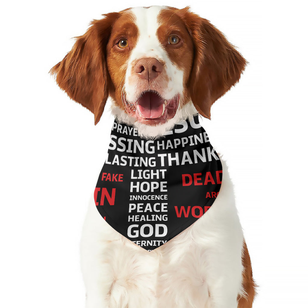 Christian Cross Religious Words Print Dog Bandana