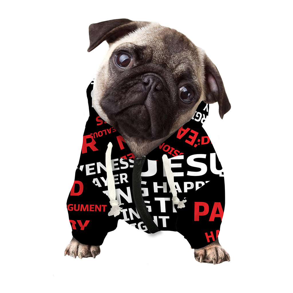 Christian Cross Religious Words Print Dog Zip Up Hoodie