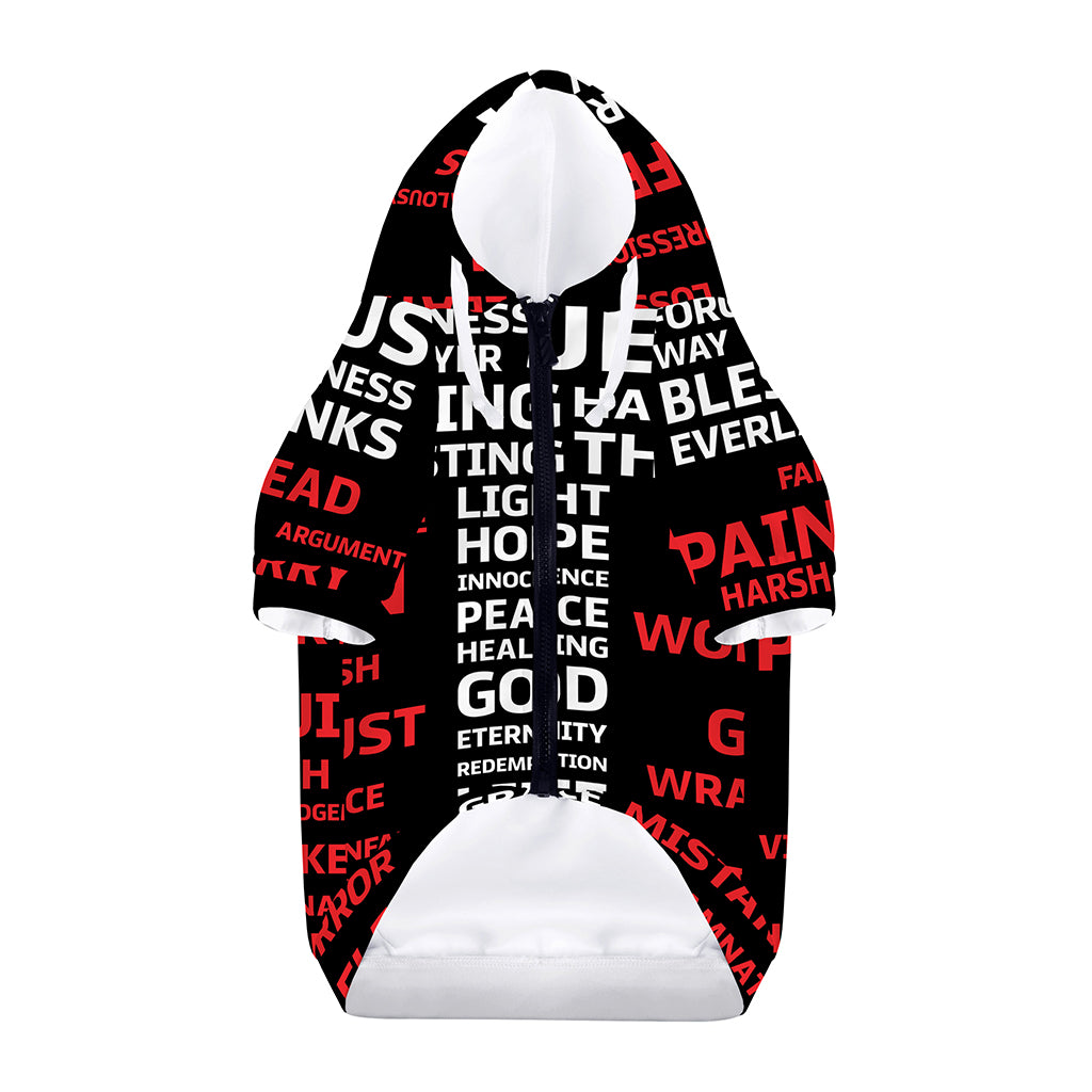 Christian Cross Religious Words Print Dog Zip Up Hoodie