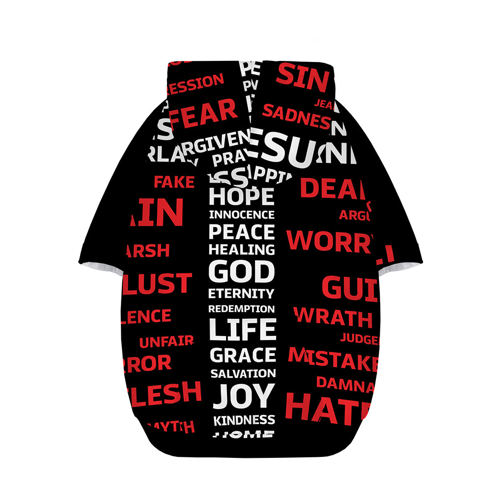 Christian Cross Religious Words Print Dog Zip Up Hoodie