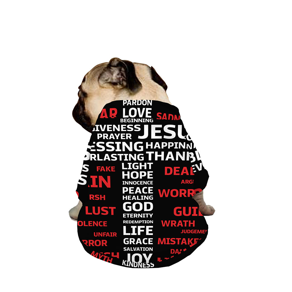 Christian Cross Religious Words Print Dog Zip Up Jacket