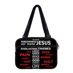 Christian Cross Religious Words Print Double Strap Bible Bag