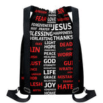 Christian Cross Religious Words Print Drawstring Backpack