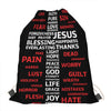 Christian Cross Religious Words Print Drawstring Bag