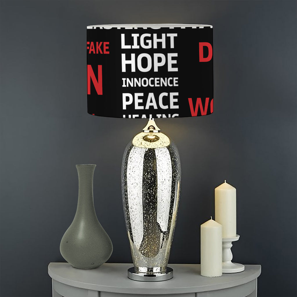 Christian Cross Religious Words Print Drum Lamp Shade