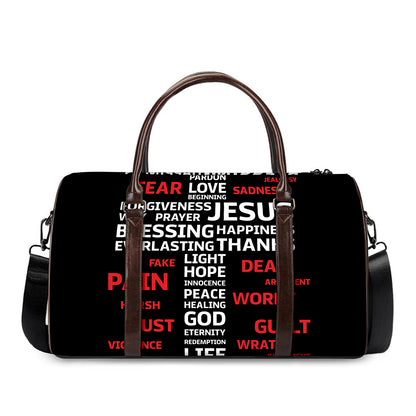 Christian Cross Religious Words Print Duffle Bag