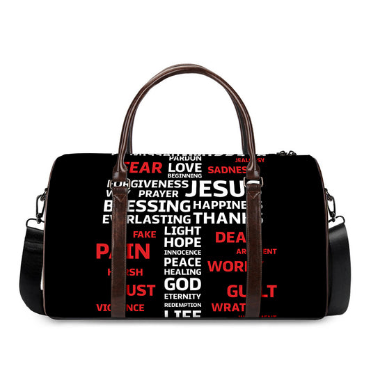 Christian Cross Religious Words Print Duffle Bag