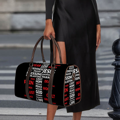 Christian Cross Religious Words Print Duffle Bag