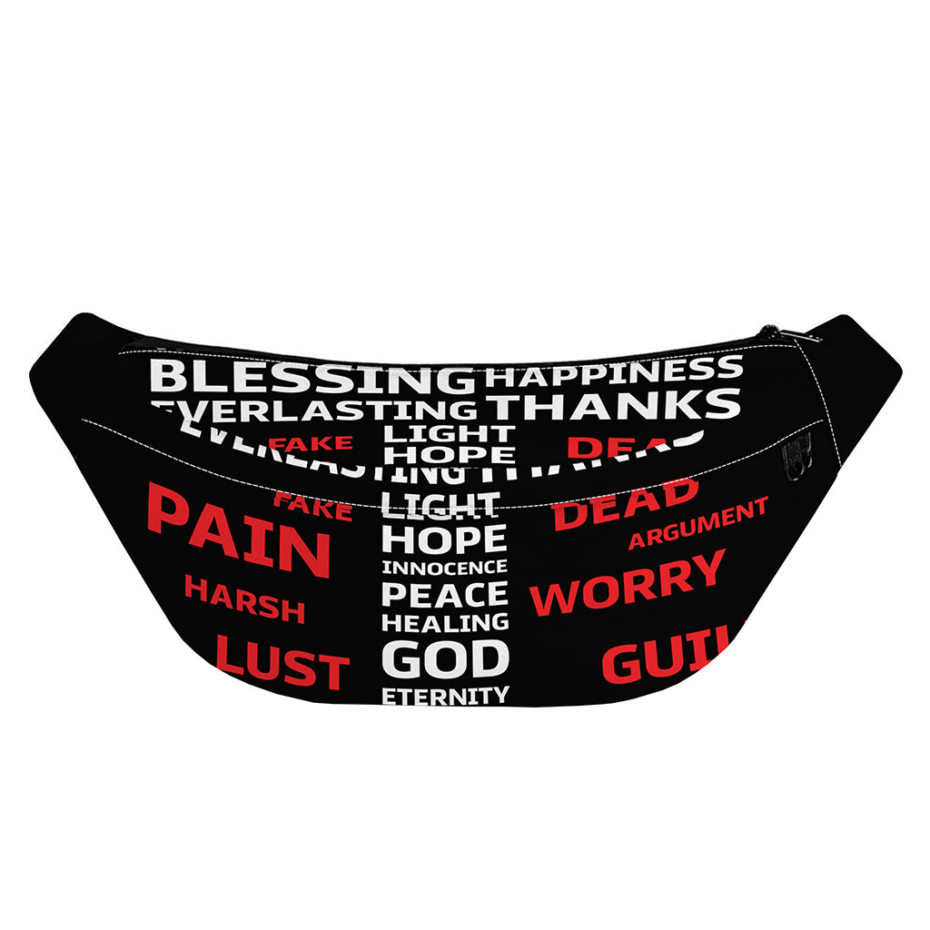 Christian Cross Religious Words Print Fanny Pack