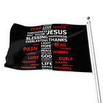 Christian Cross Religious Words Print Flag