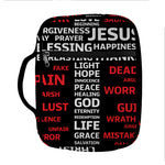 Christian Cross Religious Words Print Front Pocket Bible Bag