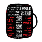 Christian Cross Religious Words Print Front Pocket Bible Bag