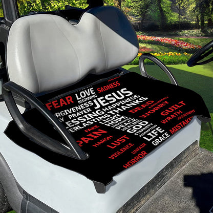 Christian Cross Religious Words Print Golf Cart Seat Cover