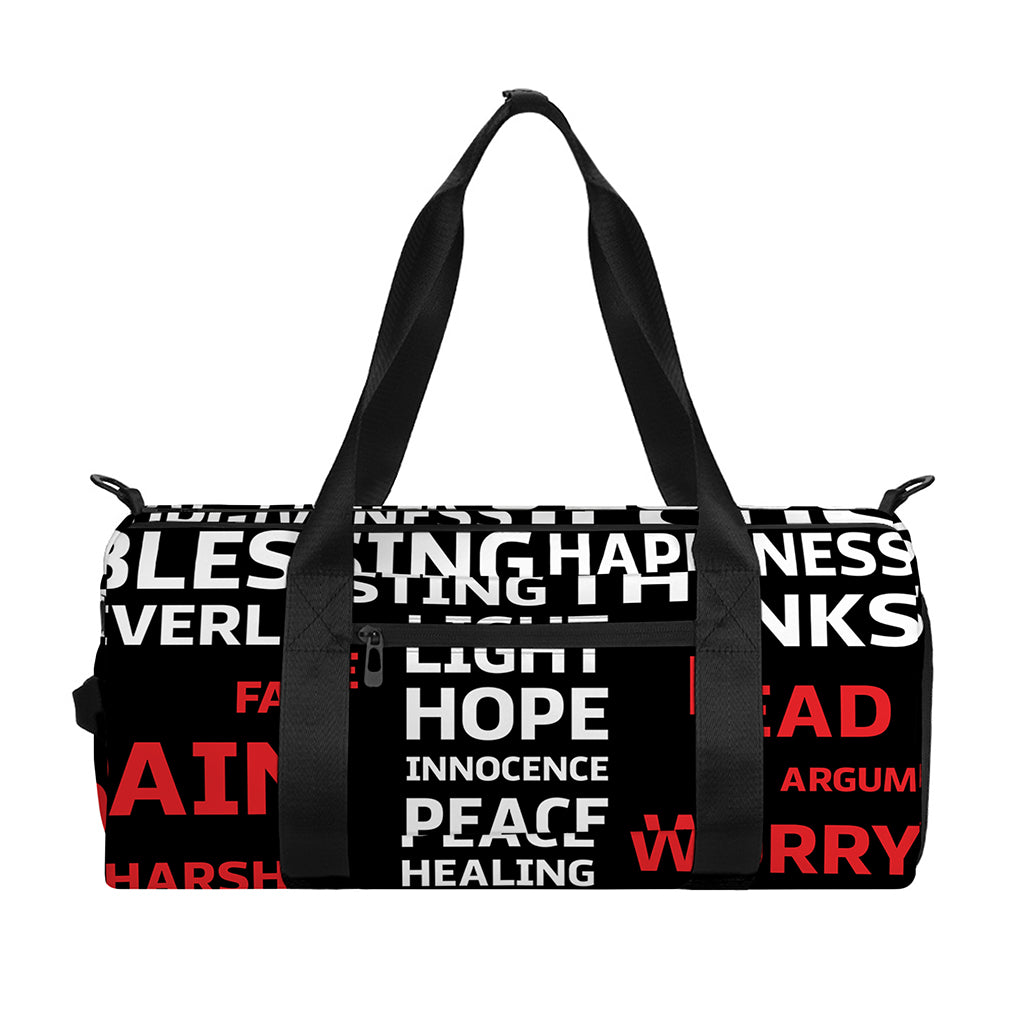 Christian Cross Religious Words Print Gym Bag
