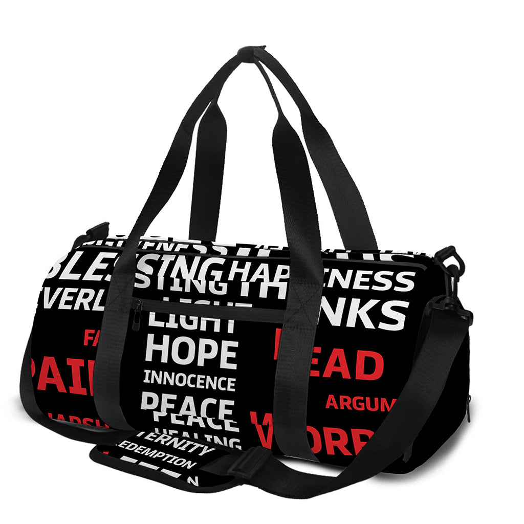 Christian Cross Religious Words Print Gym Bag