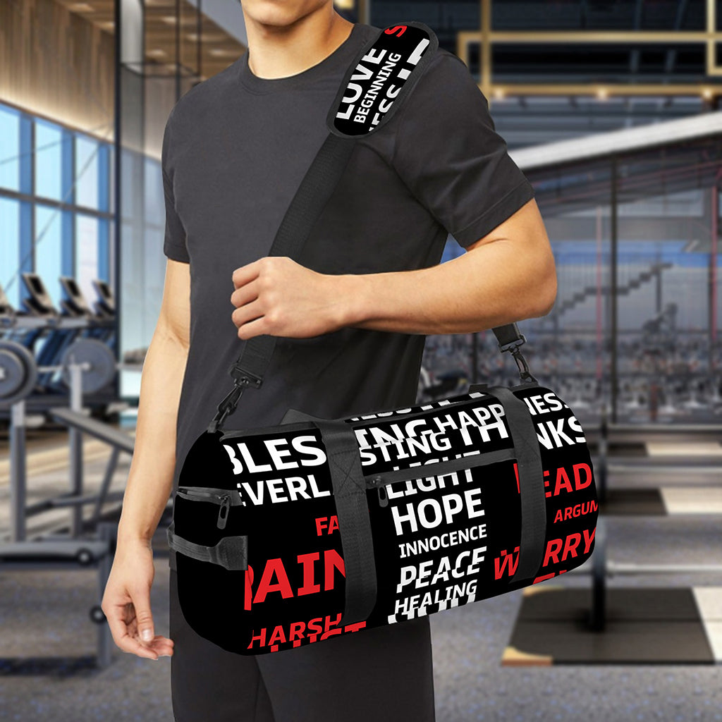 Christian Cross Religious Words Print Gym Bag