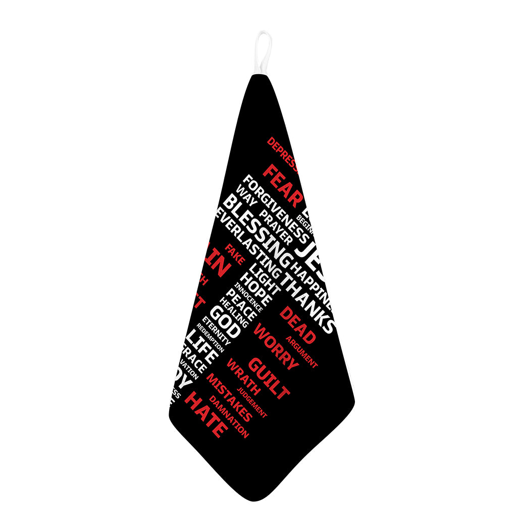 Christian Cross Religious Words Print Hand Towel