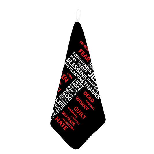 Christian Cross Religious Words Print Hand Towel