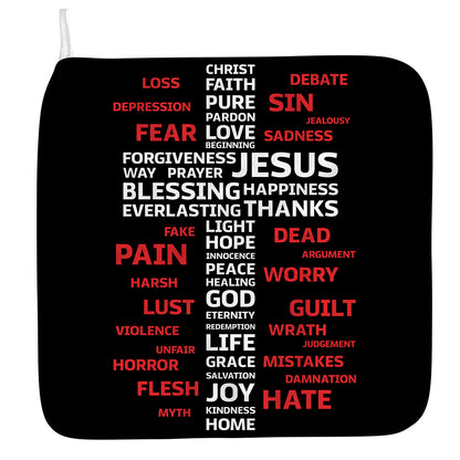 Christian Cross Religious Words Print Hand Towel