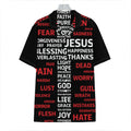 Christian Cross Religious Words Print Hawaiian Shirt
