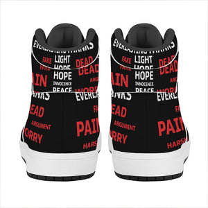 Christian Cross Religious Words Print High Top Leather Sneakers