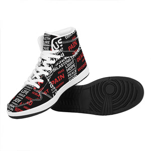 Christian Cross Religious Words Print High Top Leather Sneakers