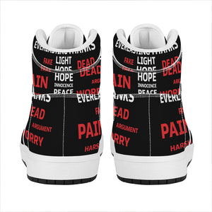 Christian Cross Religious Words Print High Top Leather Sneakers