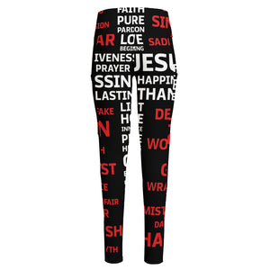 Christian Cross Religious Words Print High-Waisted Pocket Leggings