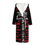 Christian Cross Religious Words Print Hooded Bathrobe