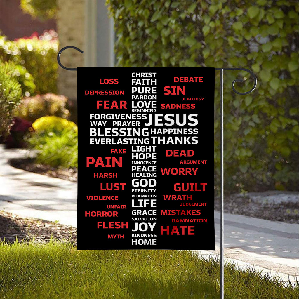 Christian Cross Religious Words Print House Flag