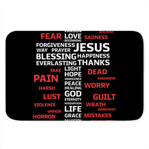 Christian Cross Religious Words Print Indoor Door Mat